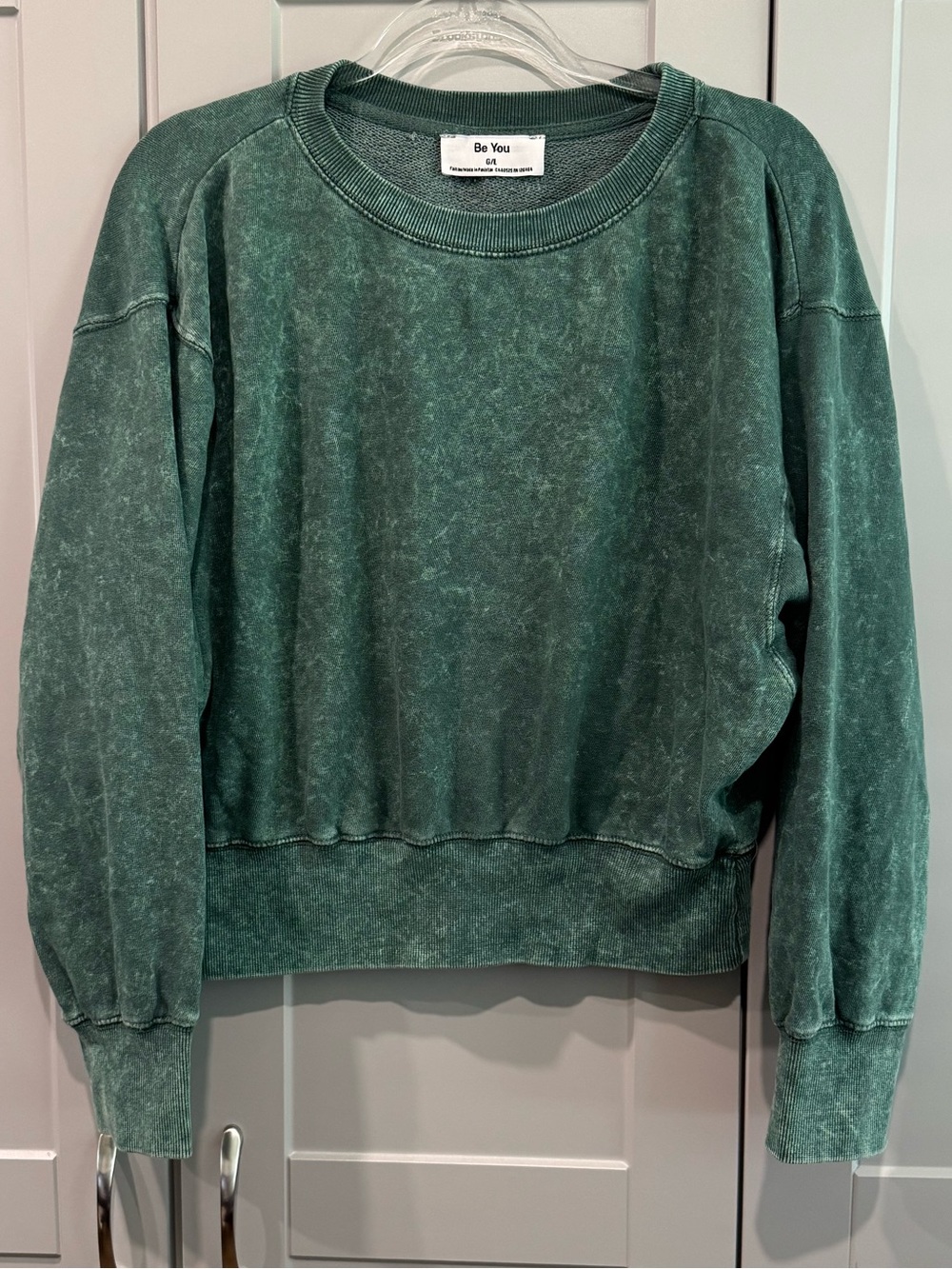 Be You Women's Vintage Wash Green Pullover Sweater